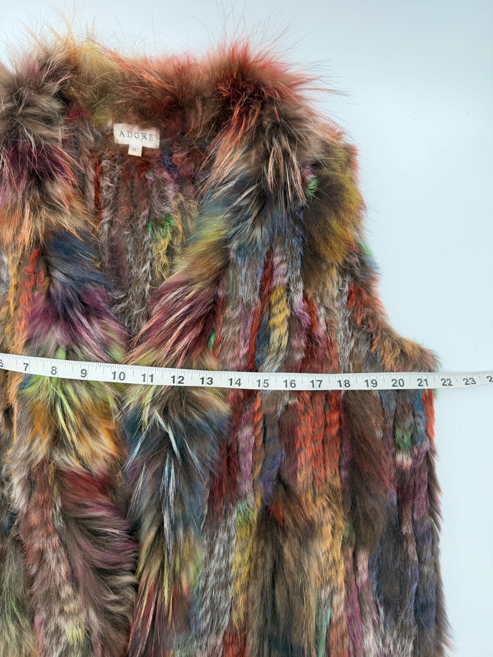 Adore Real Fur Vest Multicolor Boho Festival Luxe XL - Picture 5 of 9